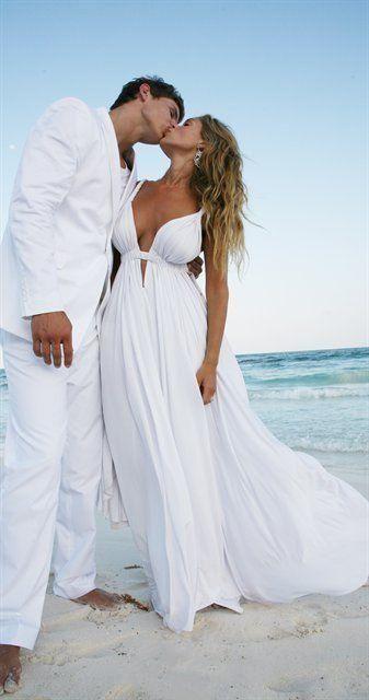 Sexy Deep V Neck White Chiffon Beach Elegant A-Line Bridal Floor-Length Wedding Dresses WK226