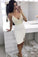 Mermaid Spaghetti Straps V Neck Ivory Beads Short Prom Dress Homecoming Dresses WK855
