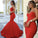 Red Chic Sweetheart Strapless Sleeveless Mermaid Satin Prom Dresses WK761