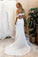 Off the Shoulder White Sweetheart Lace Sexy Mermaid Open Back Beach Wedding Dresses WK725